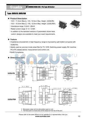 UU9LFBNP-B-B283 datasheet - AC COMMON MODE COIL