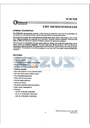 W78C32BF-16 datasheet - 8-BIT MICROCONTROLLER