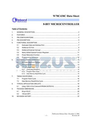 W78C438C40FL datasheet - 8-BIT MICROCONTROLLER