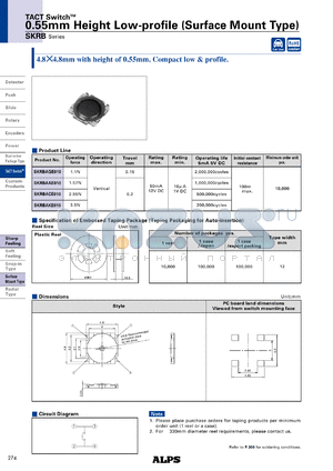 SKRBAAE010 datasheet - 0.55mm Height Low-profile (Surface Mount Type)