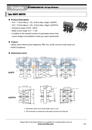 UU9TFHNP-153 datasheet - DC COMMON MODE COIL