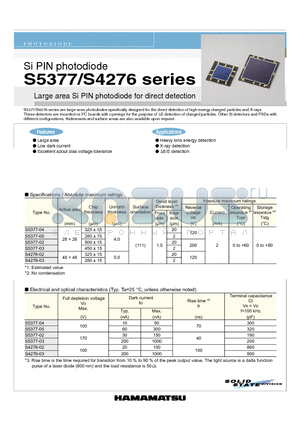 S5377-04 datasheet - Large area Si PIN photodiode for direct detection