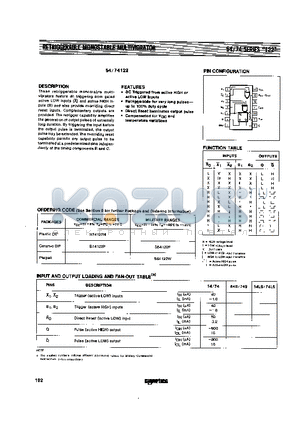 S54122CW datasheet - RETRIGGERABLE MONOSTABLE MULTIVIBRATOR