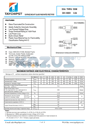 S53K datasheet - SURFACE MOUNT GLASS PASSIVATED RECTIFIER