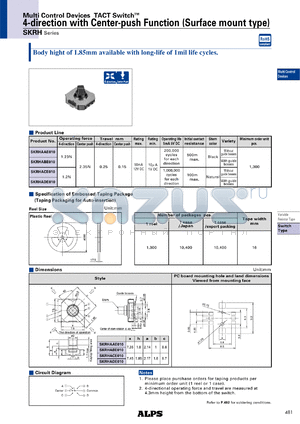 SKRH datasheet - 4-direction with Center-push Function (Surface mount type)