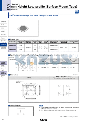 SKRMAAE010 datasheet - 0.4mm Height Low-profile (Surface Mount Type)