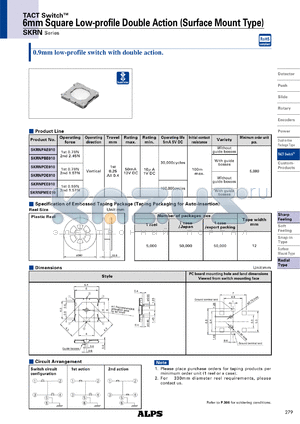 SKRNPEE010 datasheet - 6mm Square Low-profile Double Action (Surface Mount Type)