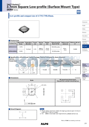 SKRW datasheet - 3.7mm Square Low-profile (Surface Mount Type)