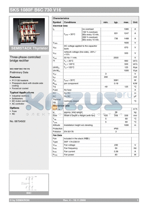 SKS1080FB6C730V16 datasheet - Three-phase controlled bridge rectifier