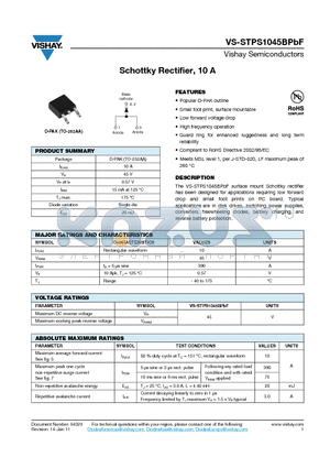 STPS1045BTRLPBF datasheet - Schottky Rectifier, 10 A