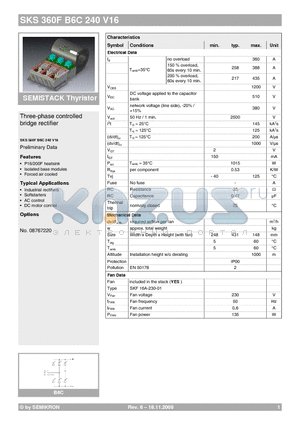 SKS360FB6C240V16 datasheet - Three-phase controlled bridge rectifier