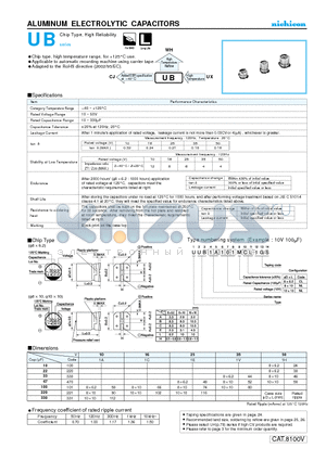 UUB1A101MCL datasheet - ALUMINUM ELECTROLYTIC CAPACITORS