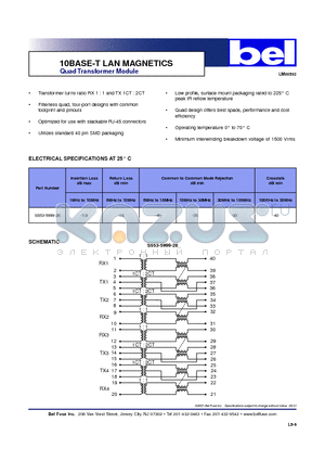 S553-5999-28_1 datasheet - 10BASE-T LAN MAGNETICS