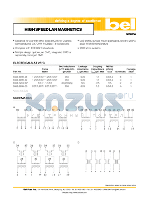 S553-5999-49 datasheet - HIGH SPEED LAN MAGNETICS