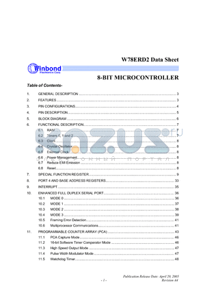 W78ERD2A40FN datasheet - 8-BIT MICROCONTROLLER