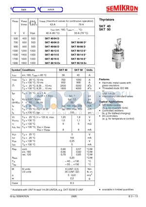 SKT16 datasheet - Thyristors