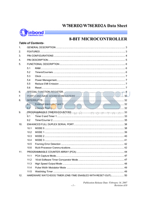 W78ERD2_07 datasheet - 8-BIT MICROCONTROLLER