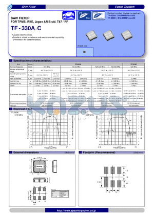 TF-330A datasheet - SAW FILTER FOR TPMS, RKE, Japan ARIB std. T67 / RF
