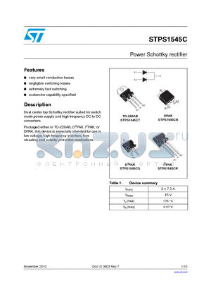 STPS1545C_10 datasheet - Power Schottky rectifier