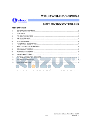 W78L32_06 datasheet - 8-BIT MICROCONTROLLER