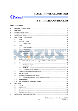 W78L365A24DL datasheet - 8-BIT MICROCONTROLLER