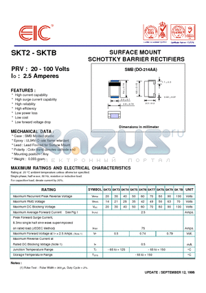 SKT2 datasheet - SURFACE MOUNT SCHOTTKY BARRIER RECTIFIERS