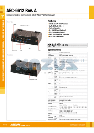 TF-AEC-6612-A1-1010 datasheet - Intel^ Atom D510 Processor