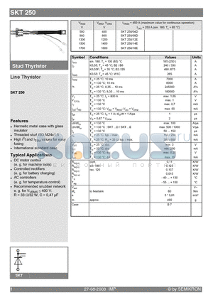 SKT250 datasheet - Line Thyristor