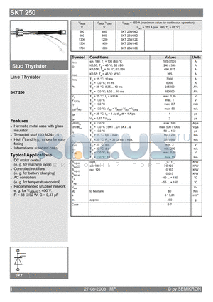 SKT250/04D datasheet - Line Thyristor