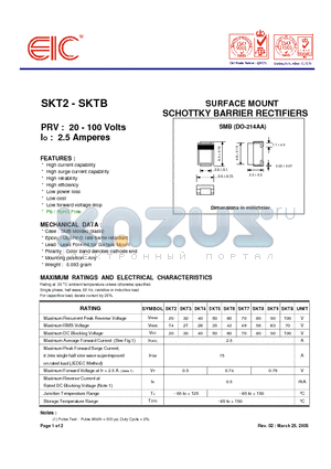 SKT3 datasheet - SURFACE MOUNT SCHOTTKY BARRIER RECTIFIERS