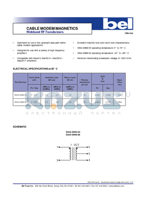 S554-5999-03 datasheet - CABLE MODEM MAGNETICS