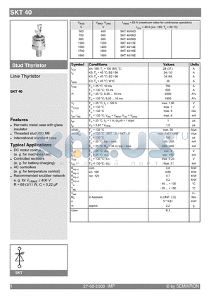 SKT40/04D datasheet - Line Thyristor