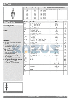 SKT40/08D datasheet - Line Thyristor