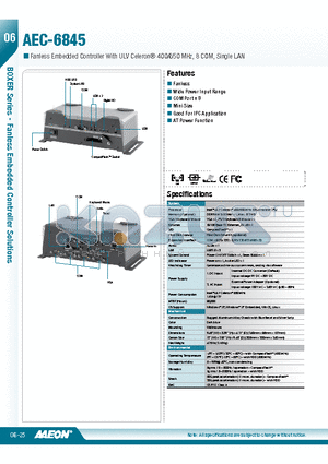 TF-AEC-6845-A2-1010 datasheet - Fanless, Wide Power Input Range, COM Port x 8