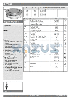 SKT551-08E datasheet - Thyristors