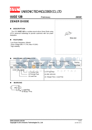 UUDZ12BG-CB2-R datasheet - ZENER DIODE