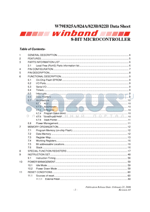 W79E822BDG datasheet - 8-BIT MICROCONTROLLER