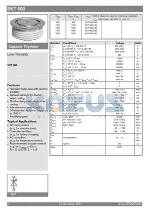 SKT600-14D datasheet - Line Thyristor