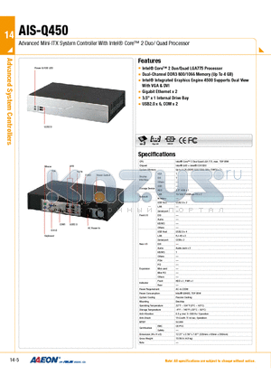 TF-AIS-Q450-A10 datasheet - Advanced Mini-ITX System Controller With Intel Core 2 Duo/ Quad Processor