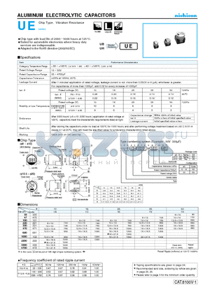 UUE1C102MNS datasheet - ALUMINUM ELECTROLYTIC CAPACITORS