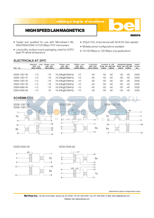 S558-1287-03 datasheet - HIGH SPEED LAN MAGNETICS