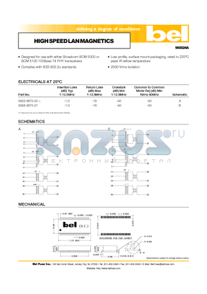 S558-3873-27 datasheet - HIGH SPEED LAN MAGNETICS