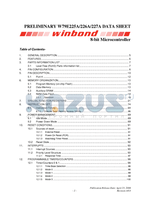 W79E225A_08 datasheet - 8-bit Microcontroller