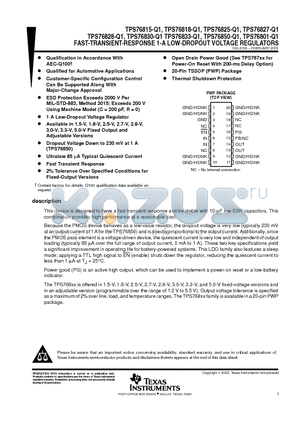 TPS76828QPWPRQ1R datasheet - FAST-TRANSIENT-RESPONSE 1-A LOW-DROPOUT VOLTAGE REGULATORS