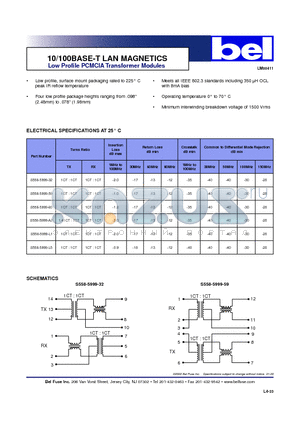 S558-5999-32_1 datasheet - 10/100BASE-T LAN MAGNETICS