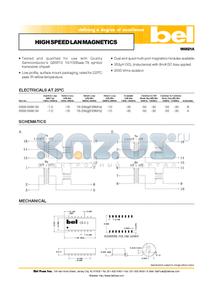 S558-5999-50 datasheet - HIGH SPEED LAN MAGNETICS