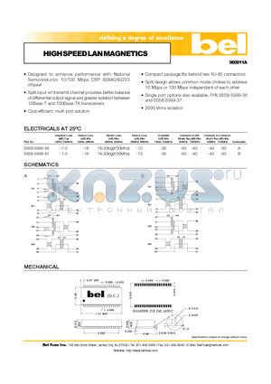 S558-5999-65 datasheet - HIGH SPEED LAN MAGNETICS