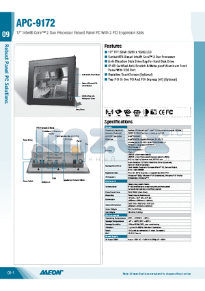 TF-APC-9172HT-A1-1010 datasheet - 17 TFT SXGA (1280 x 1024) LCD