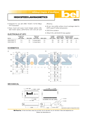 S558-5999-73 datasheet - HIGH SPEED LAN MAGNETICS