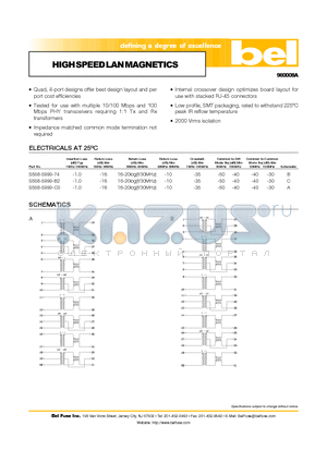 S558-5999-74 datasheet - HIGH SPEED LAN MAGNETICS